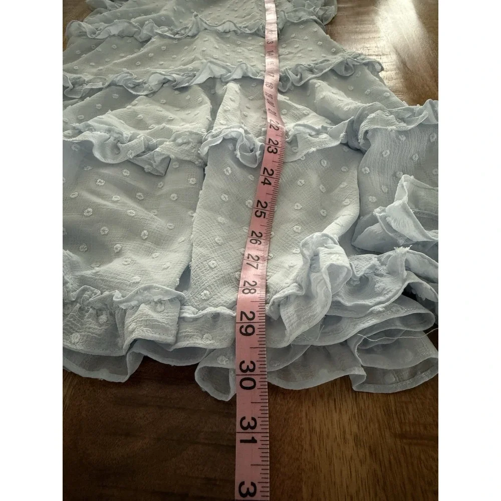 Bardot Junior Blue Swiss Dot Tiered Ruffle Dress Girls Size 14 Wedding Party